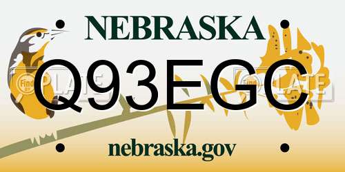 Q93EGC Nebraska License Plate