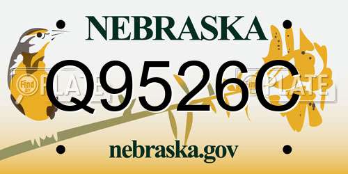 Q9526C Nebraska License Plate