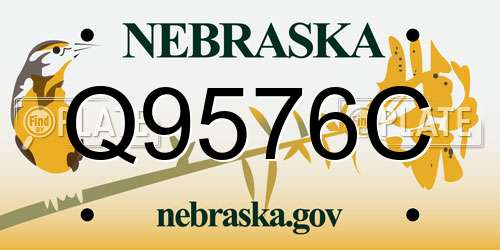 Q9576C Nebraska License Plate