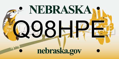 Q98HPE Nebraska License Plate