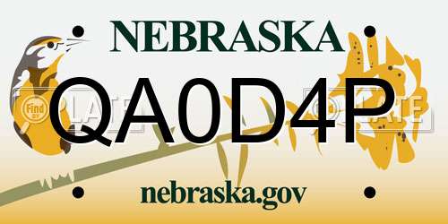 QA0D4P Nebraska License Plate