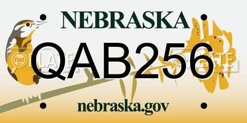 QAB256 Nebraska License Plate