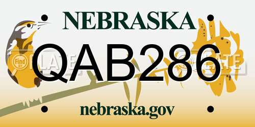 QAB286 Nebraska License Plate