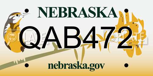 QAB472 Nebraska License Plate
