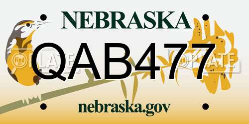 QAB477 Nebraska License Plate