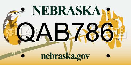 QAB786 Nebraska License Plate