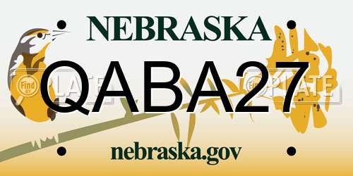 QABA27 Nebraska License Plate