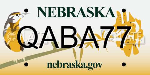 QABA77 Nebraska License Plate