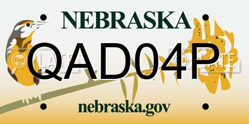 QAD04P Nebraska License Plate