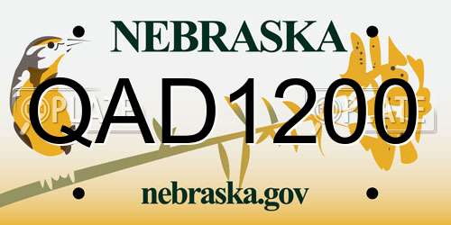QAD1200 Nebraska License Plate
