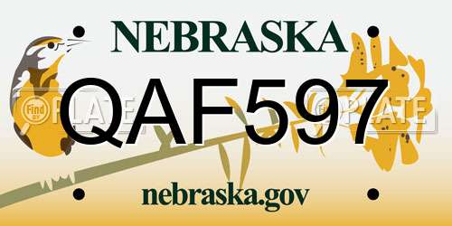 QAF597 Nebraska License Plate