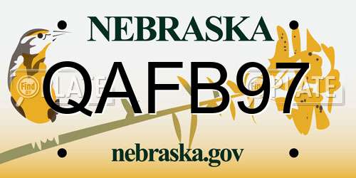 QAFB97 Nebraska License Plate
