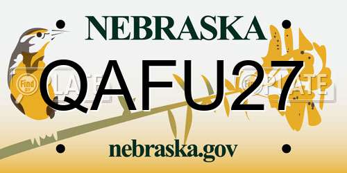 QAFU27 Nebraska License Plate