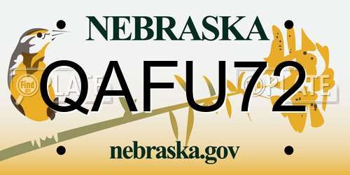 QAFU72 Nebraska License Plate