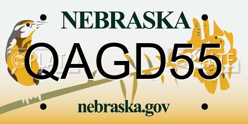 QAGD55 Nebraska License Plate