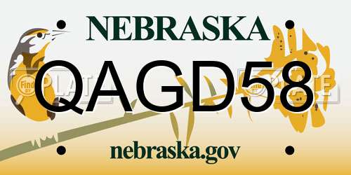 QAGD58 Nebraska License Plate