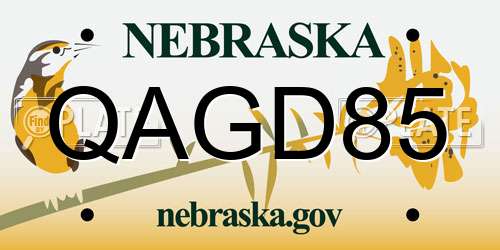 QAGD85 Nebraska License Plate