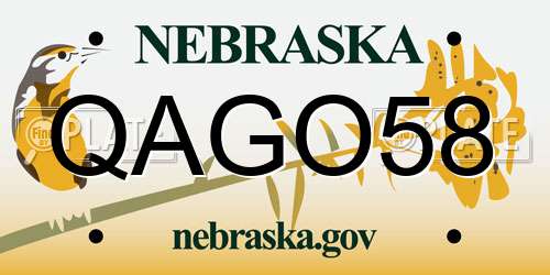 QAGO58 Nebraska License Plate