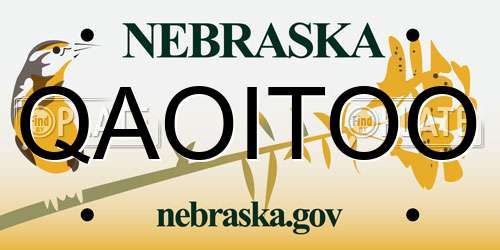 QAOITOO Nebraska License Plate