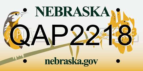 QAP2218 Nebraska License Plate