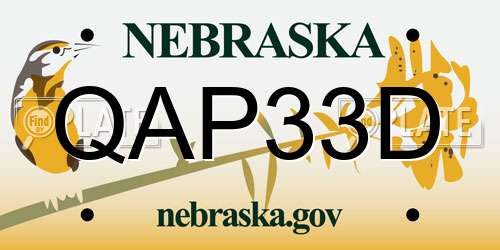 QAP33D Nebraska License Plate