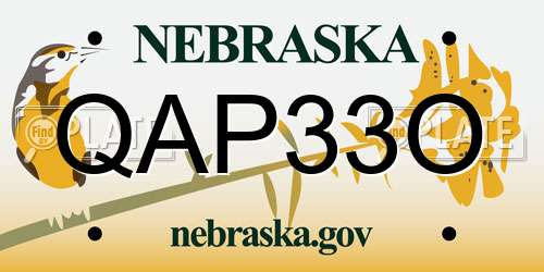 QAP33O Nebraska License Plate