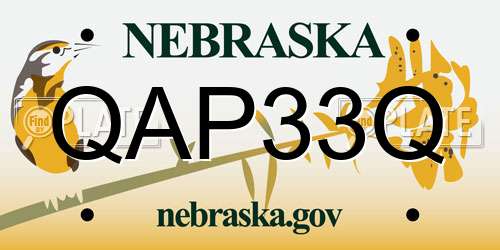 QAP33Q Nebraska License Plate