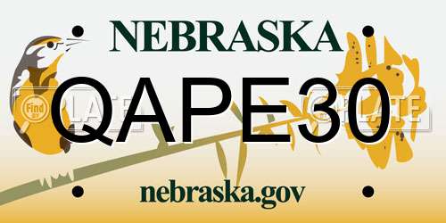 QAPE30 Nebraska License Plate