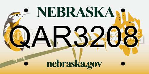 QAR3208 Nebraska License Plate