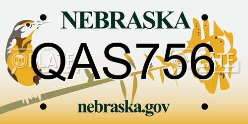 QAS756 Nebraska License Plate