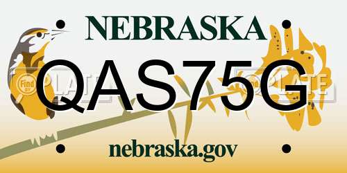QAS75G Nebraska License Plate