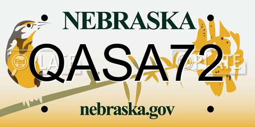 QASA72 Nebraska License Plate