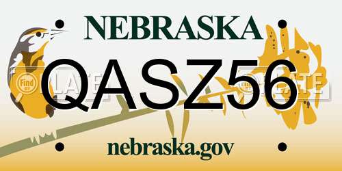 QASZ56 Nebraska License Plate