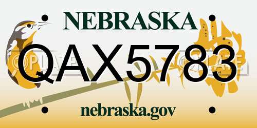 QAX5783 Nebraska License Plate