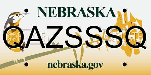 QAZSSSQ Nebraska License Plate