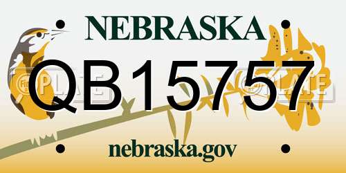 QB15757 Nebraska License Plate