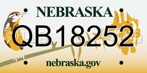 QB18252 Nebraska License Plate