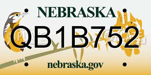 QB1B752 Nebraska License Plate