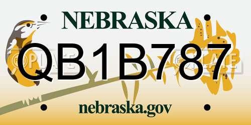 QB1B787 Nebraska License Plate