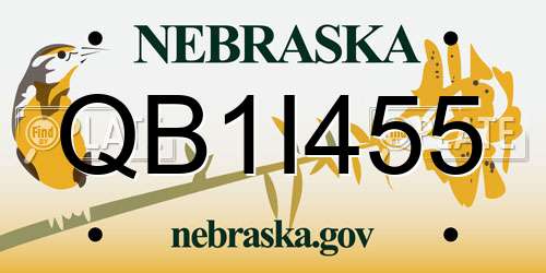 QB1I455 Nebraska License Plate