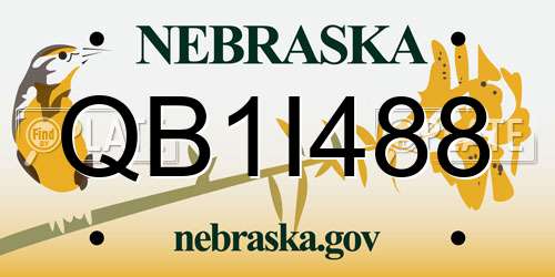 QB1I488 Nebraska License Plate