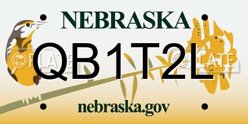 QB1T2L Nebraska License Plate