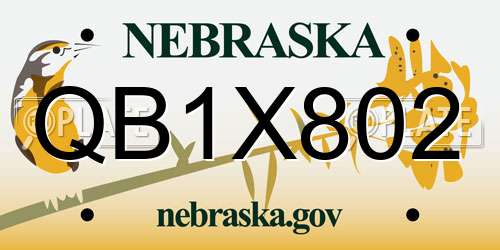 QB1X802 Nebraska License Plate