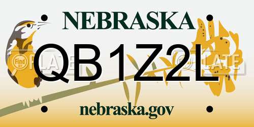 QB1Z2L Nebraska License Plate