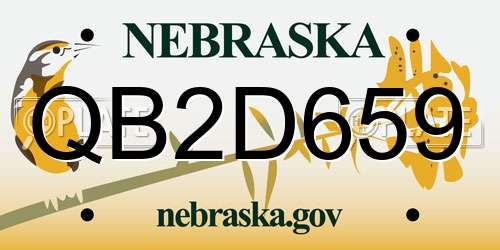 QB2D659 Nebraska License Plate