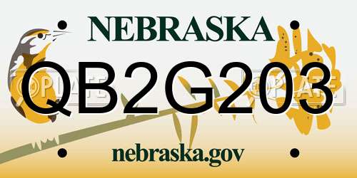 QB2G203 Nebraska License Plate