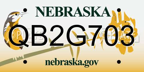 QB2G703 Nebraska License Plate