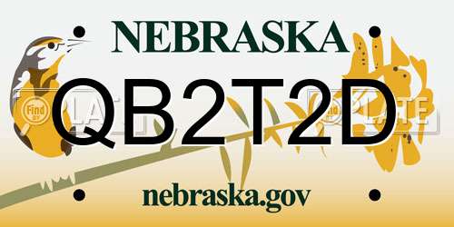 QB2T2D Nebraska License Plate