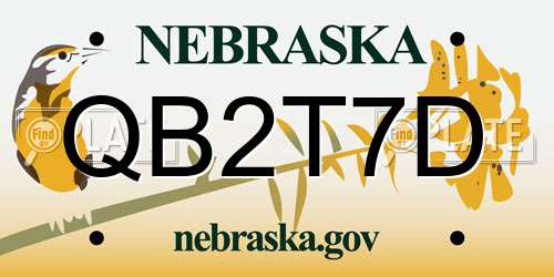 QB2T7D Nebraska License Plate