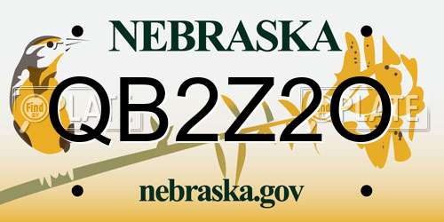 QB2Z2O Nebraska License Plate